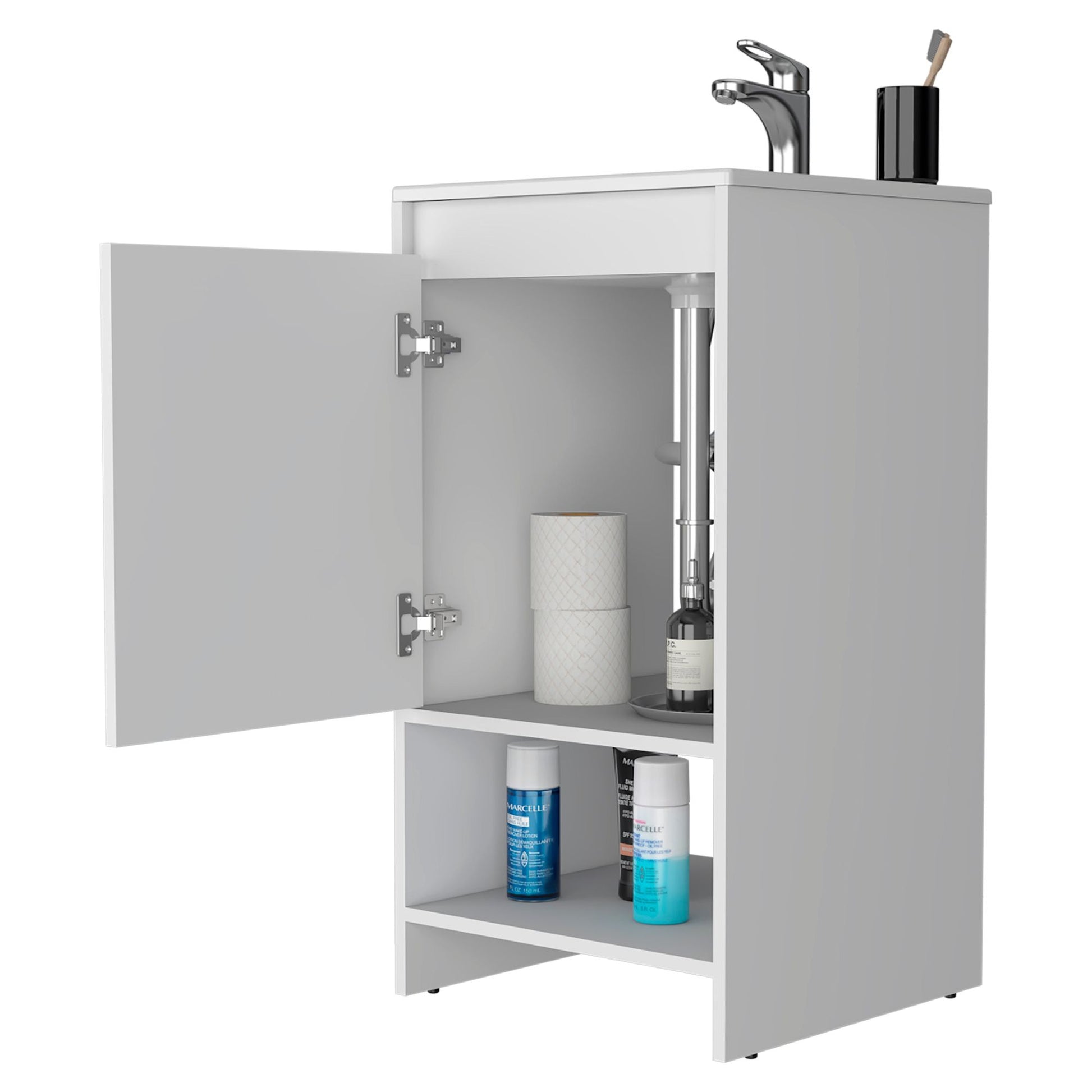 Freestanding Bathroom Vanity with Sink - Light Grey/White - lifestyle shot