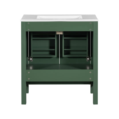 30" Green Bathroom Vanity with Single Sink - close-up