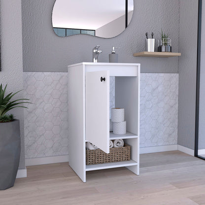 Freestanding Bathroom Vanity with Sink - Light Grey/White - detail view