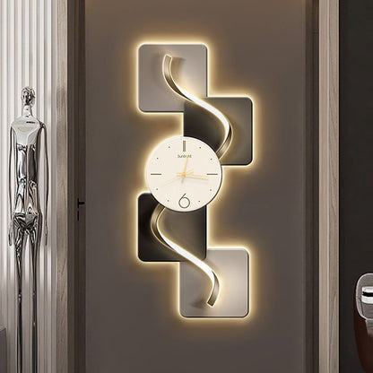 Abstract Geometric LED Wall Clock - Modern Silent Design - close-up