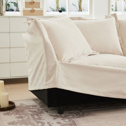 Modern Cream Chenille 2-Seat Cloud Sofa - view 8