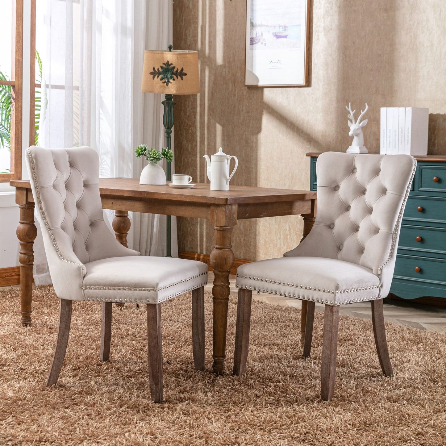 Set of 2 Modern Velvet Dining Chairs