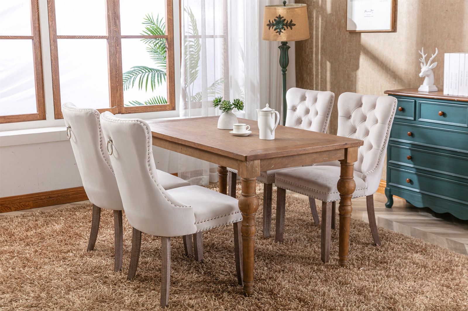 Set of 2 Modern Velvet Dining Chairs - angle view