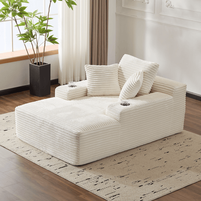 CozyCloud Oversized Corduroy Chaise Lounge Chair - angle view
