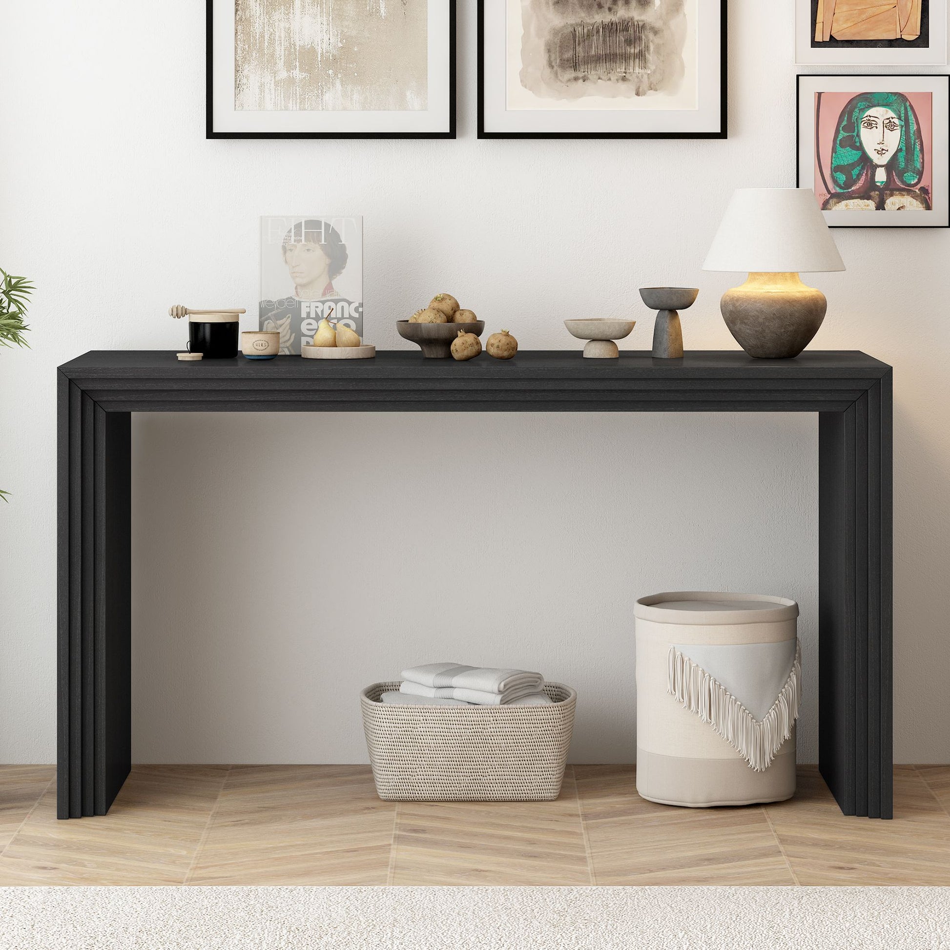 LineaWood Striped Console Table - angle view