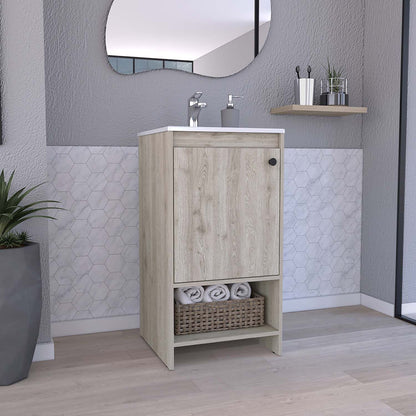 Freestanding Bathroom Vanity with Sink - Light Grey/White