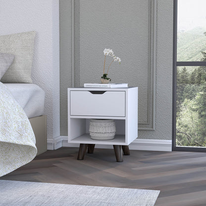Modern Nightstand with Drawer and Open Shelf