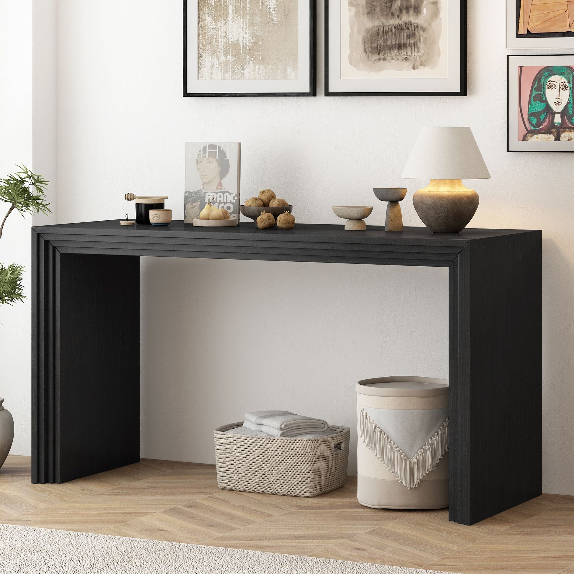 LineaWood Striped Console Table