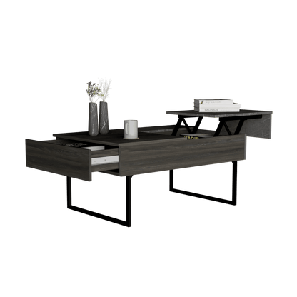 Lift-Top Coffee Table with Hidden Storage - Carbon Espresso/Onyx - dimensions view