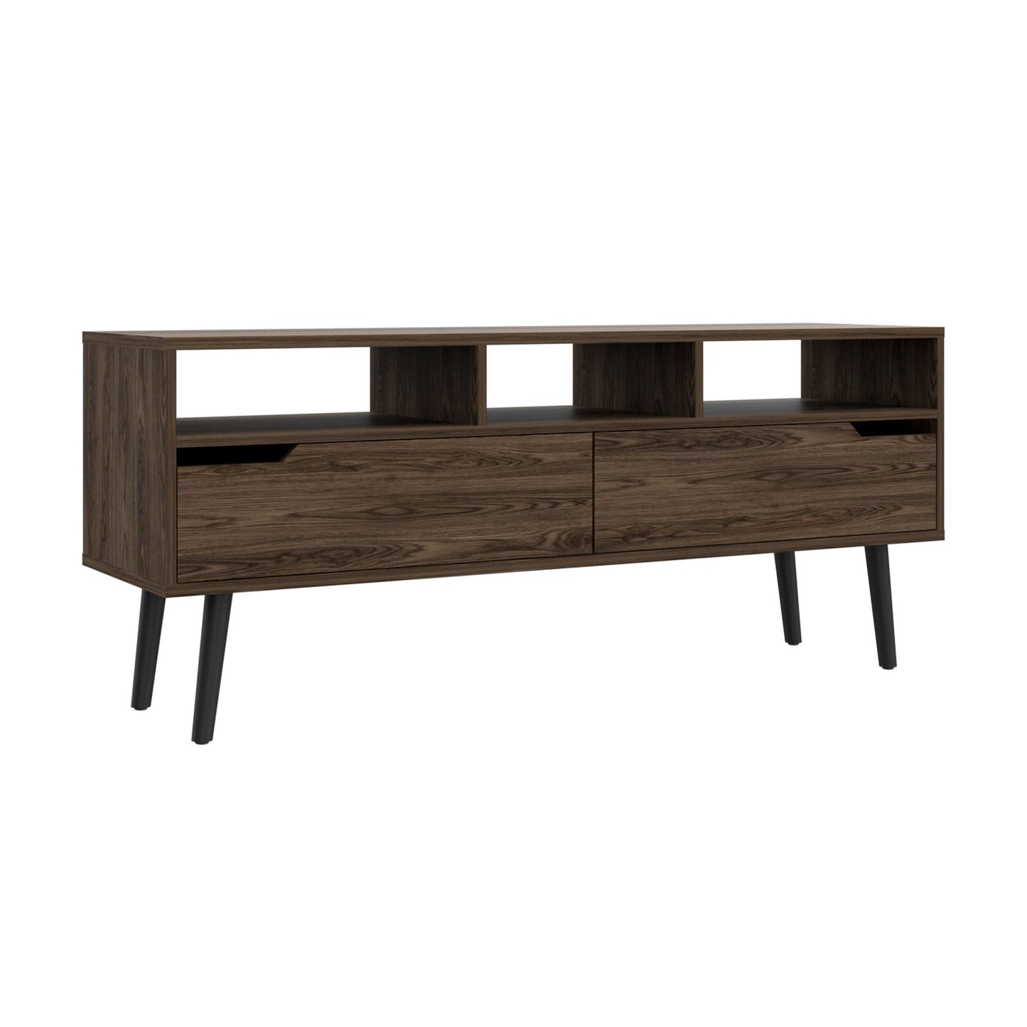 Modern TV Stand with Storage - Dark Walnut - dimensions view