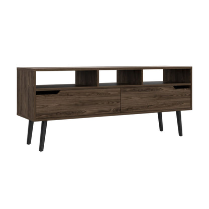 Modern TV Stand with Storage - Dark Walnut - dimensions view