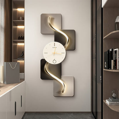 Abstract Geometric LED Wall Clock - Modern Silent Design - dimensions view