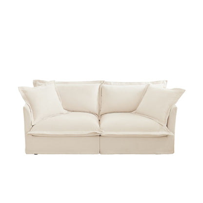 Modern Cream Chenille 2-Seat Cloud Sofa - view 9