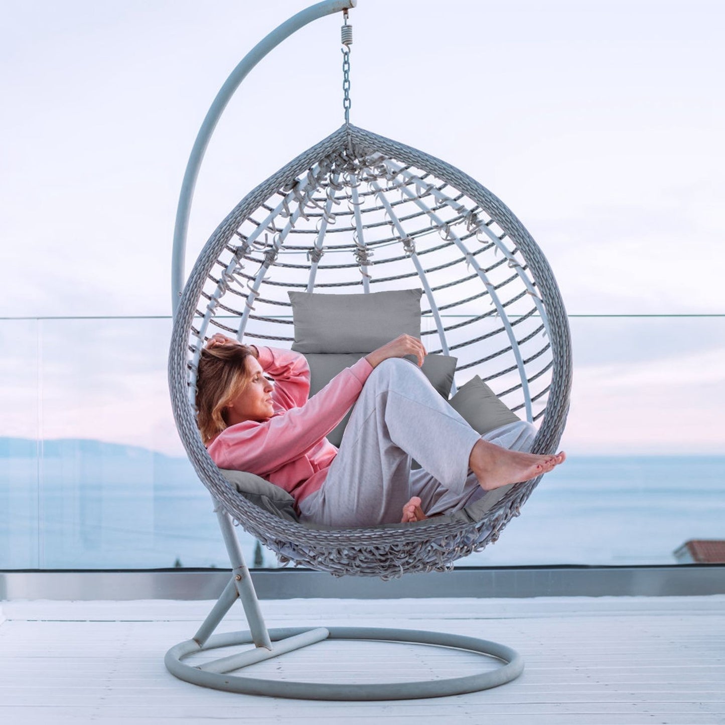 Egg Chair Cushion with Headrest - detail view