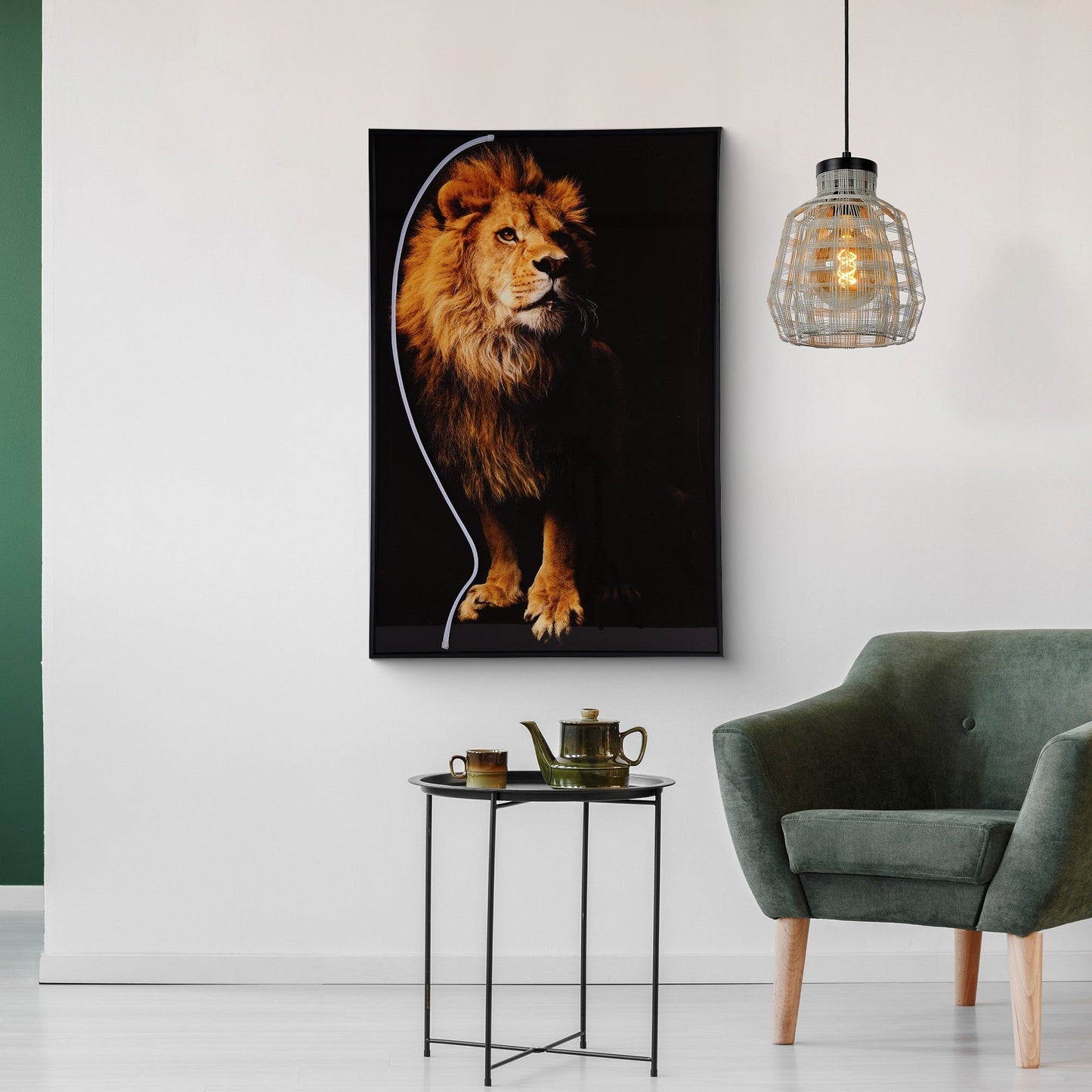 Lion Wall Art with LED Light - dimensions view