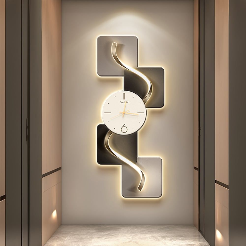 Abstract Geometric LED Wall Clock - Modern Silent Design - room setting