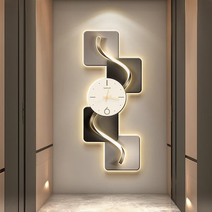 Abstract Geometric LED Wall Clock - Modern Silent Design - room setting