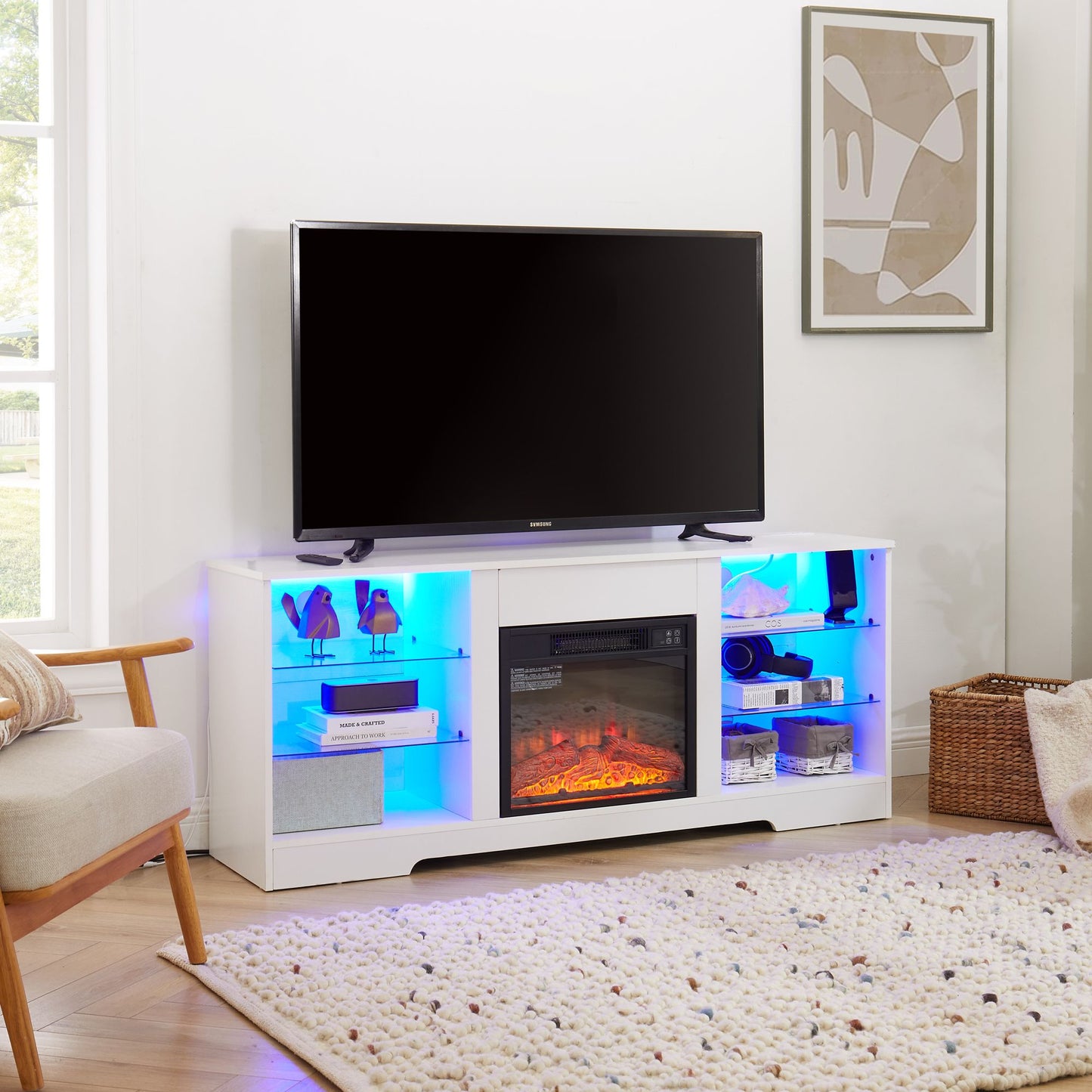 FlameEdge Modern TV Console - close-up