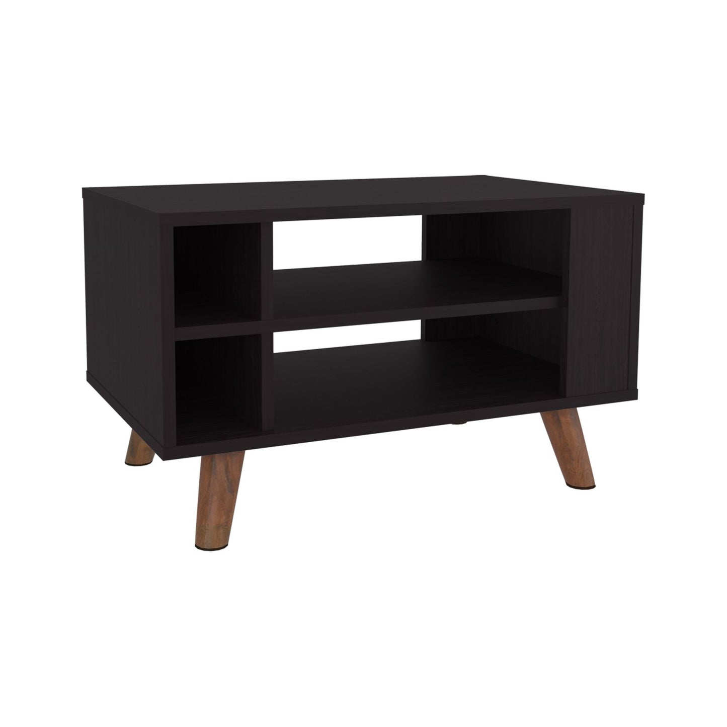Modern Two-Tier Coffee Table - Natural Wood Finish - close-up