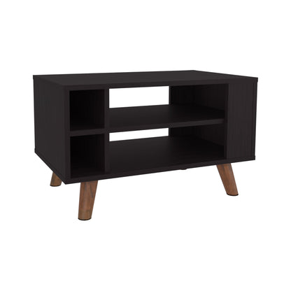 Modern Two-Tier Coffee Table - Natural Wood Finish - close-up