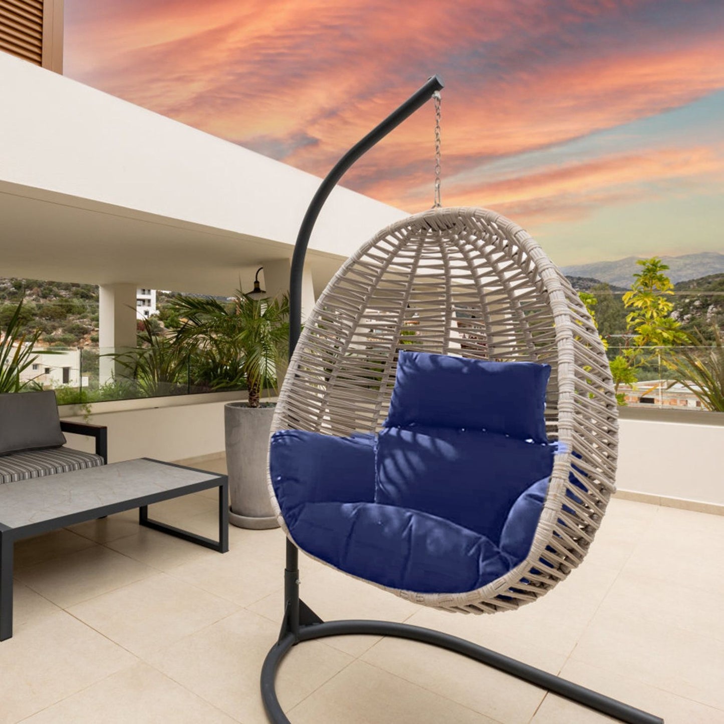 Egg Chair Cushion with Headrest - room setting