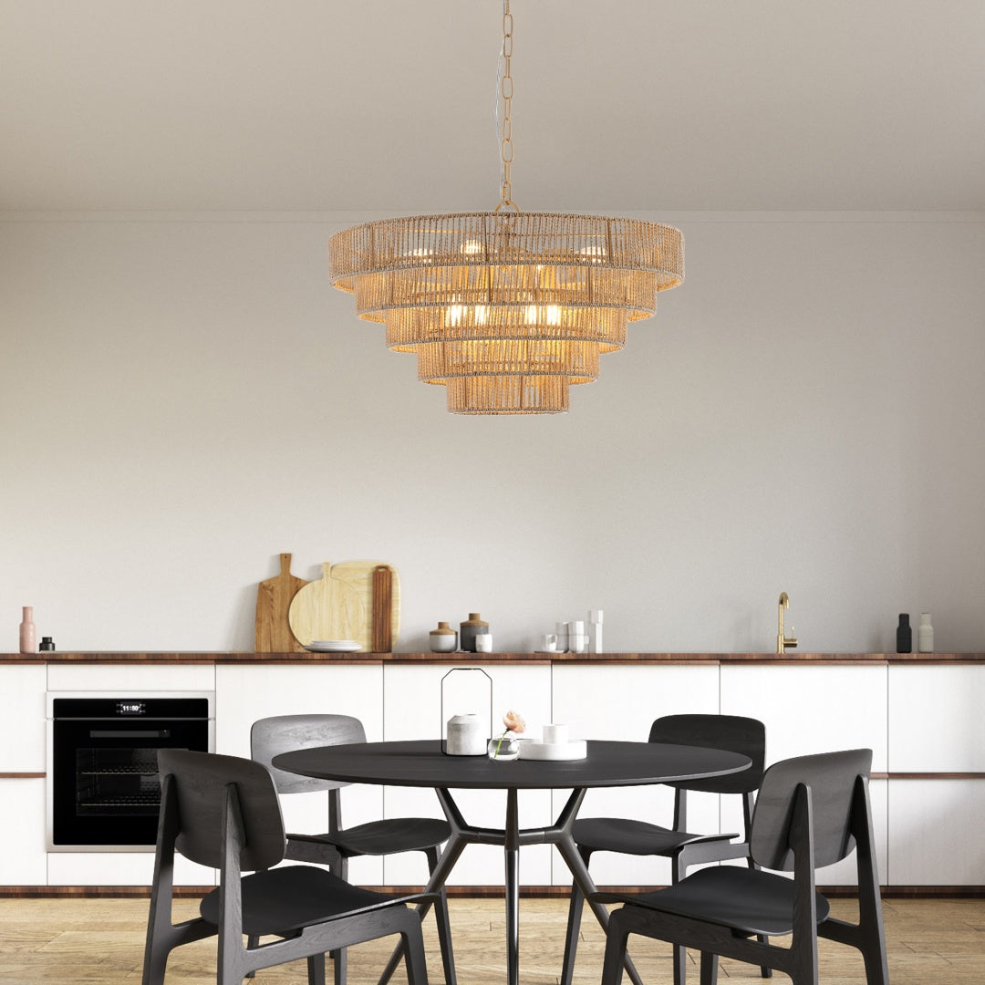 Boho Hemp Rope Chandelier