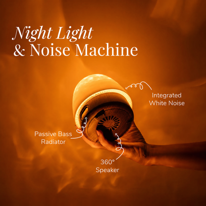 LumiCove – Aurora Mood Lamp with White Noise & Bluetooth Speaker | Cordless Bedside Light